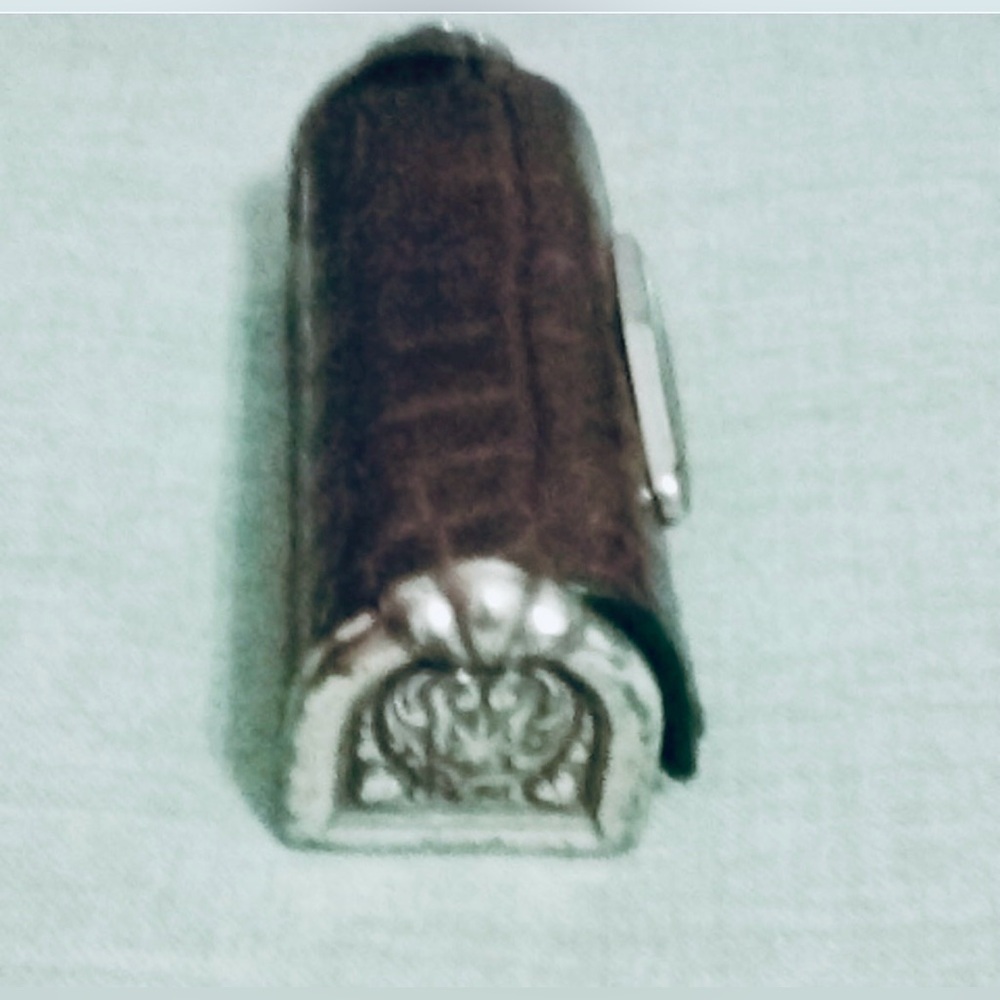 BRIGHTON Vintage Croc-Embossed Leather Lipstick Case with Silver Accents, COS-1 - Picture 4 of 5